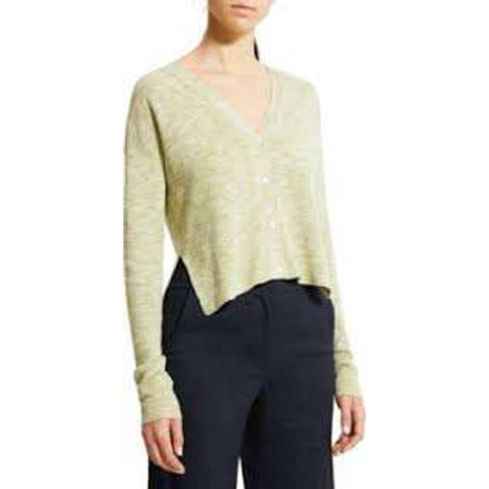 Theory Hanalee SD Space Harbor Cardigan Womens M Green Linen Blend M0313708